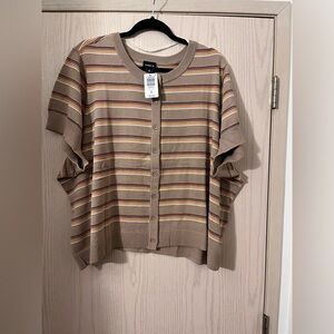 Torrid Brown Striped Button-Up Cardigan